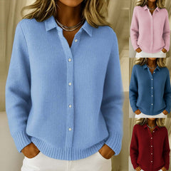 Casual Button Knitted Lapel Sweater For Long Sleeve Knitted Sweaters Tops Jumper