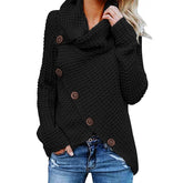 Pullover Button High Lapel Pullover Sweater