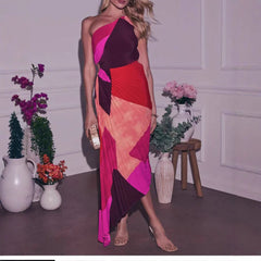 Off-Shoulder Printed Ruched Womens Dress