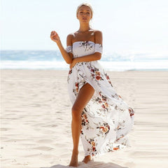Boho style long dress Off shoulder beach dresses