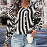 Long-sleeved Commuter Striped Shirt For Women