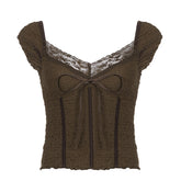 Brown Vintage Bow Top