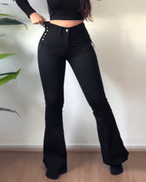 Side Braid Flare Jeans