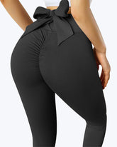 Back waist bowknot yoga seamless pants