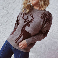Round Neck Long Sleeve Knitted Christmas Sweater