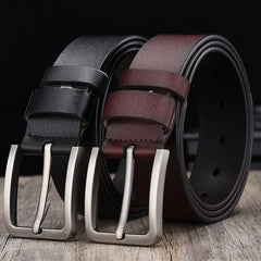 Men's Vintage Cowskin Leather Jean Belt �Wide Pin Buckle Design