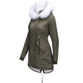 Cotton Coats Casual Fur Long Hooded Jacket Simple High Street