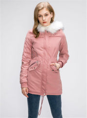Cotton Coats Casual Fur Long Hooded Jacket Simple High Street