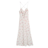 Floral Print Silk Satin Dress �Elegant Soft-Texture Fashion