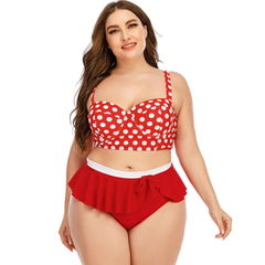 Large Plus Size Swimwear Female Push Up Bikini With Wave Bikini Set Two Pieces Swimsuit Bathing Suit Swim Beach Dress