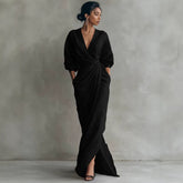 Womens V-neck Waist-cinching Dress