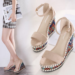 Slope Heel Sandals Korean Muffin Shoes