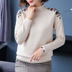 Embroidery Loose Sweater For Women
