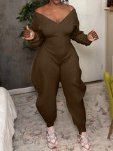 V-Neck Slim Long-Sleeved Jumpsuit
