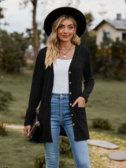 Fall Clothing Sunken Stripe Solid Color Long Sleeve Sweater