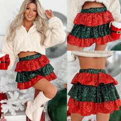 Stitching Casual Christmas Skirt And Winter