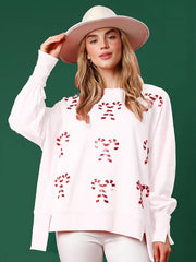 Christmas Round Neck Sequins Pullover Sweater