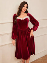 Vintage Christmas Party Long Sleeve Red Dress