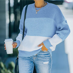 Knitted Stitching Loose Contrast Sweater