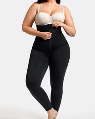 Patchwork Waistband Hook And Zipper Closure Tummy Control Booty Shaping Leggings