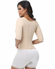 Fajas Colombianas High Compression Half Sleeves V Neck Waist Trainer Top