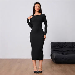 Simple Dress Backless Bodycon Midi Skirt