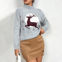Casual Christmas Half-Neck Pullover Jacquard Top