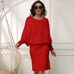 Plus Size Loose Batwing Sleeve Dress Sweater