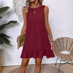 Ruffle Dress Loose Sleeveless Straight Beach Dresses For Women