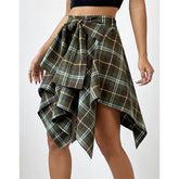 All-match High Waist Irregular Plaid Skirt