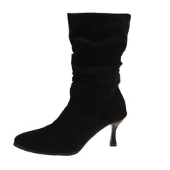 Womens Thickened Pointed-toe High-heeled Ankle Boots