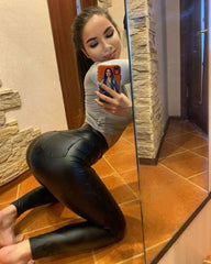 Butt lifting Tummy Control Booty Shaping Leather Pants