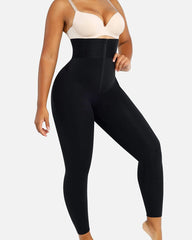Patchwork Waistband Hook And Zipper Closure Tummy Control Booty Shaping Leggings