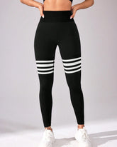High Waist Back V Butt Lifting Fitness Striped Yoga Leggings