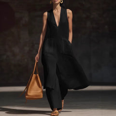 Casual Style V-Neck Sleeveless Dress Set