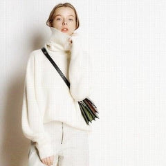 Cashmere Sweater Turtleneck Pullovers Top Solid