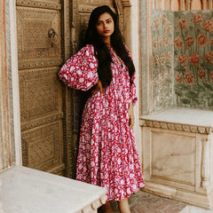 Floral Loose Large Size Casual Dresses With Medium Sleeves