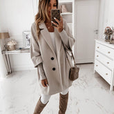 Coats 2XL Plus Long Wool Size Warm Elegant Vintage Coat khaki Jacket