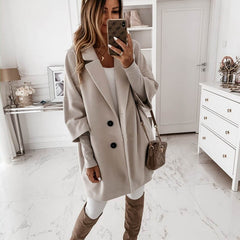 Coats 2XL Plus Long Wool Size Warm Elegant Vintage Coat khaki Jacket