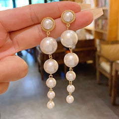 Elegant Long Pearl Earrings Women