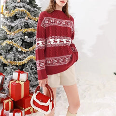 Christmas Knitted Jacquard Loose-fitting Sweater