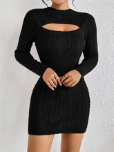 Hollow-out Cinched Clothing Package Hip Sweater Dress