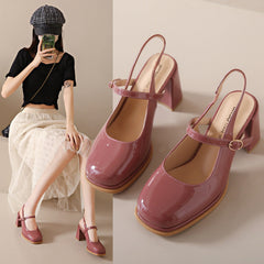 French Toe Cap High Heel Sandals Women