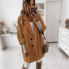 Coats 2XL Plus Long Wool Size Warm Elegant Vintage Coat khaki Jacket