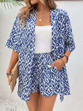Loose Print Cardigan Suit Women