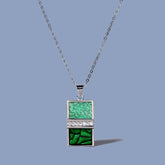 Luxury Round Rectangle Pendant Green Enamel Gemstone