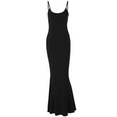 Spaghetti Strap Long Dress Slim Skinny Bodycon Party Club Suspender Casual Street Dresses