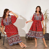 Fat Dresses V Neck Print Beach Dress