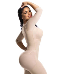 Post-Surgery Double Compression Garments Faja With Sleeves & Bra Tummy Control Shapewear Slimming Fajas Lace Body Shaper