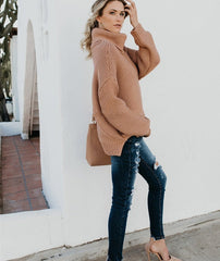 Thick line turtleneck sweater